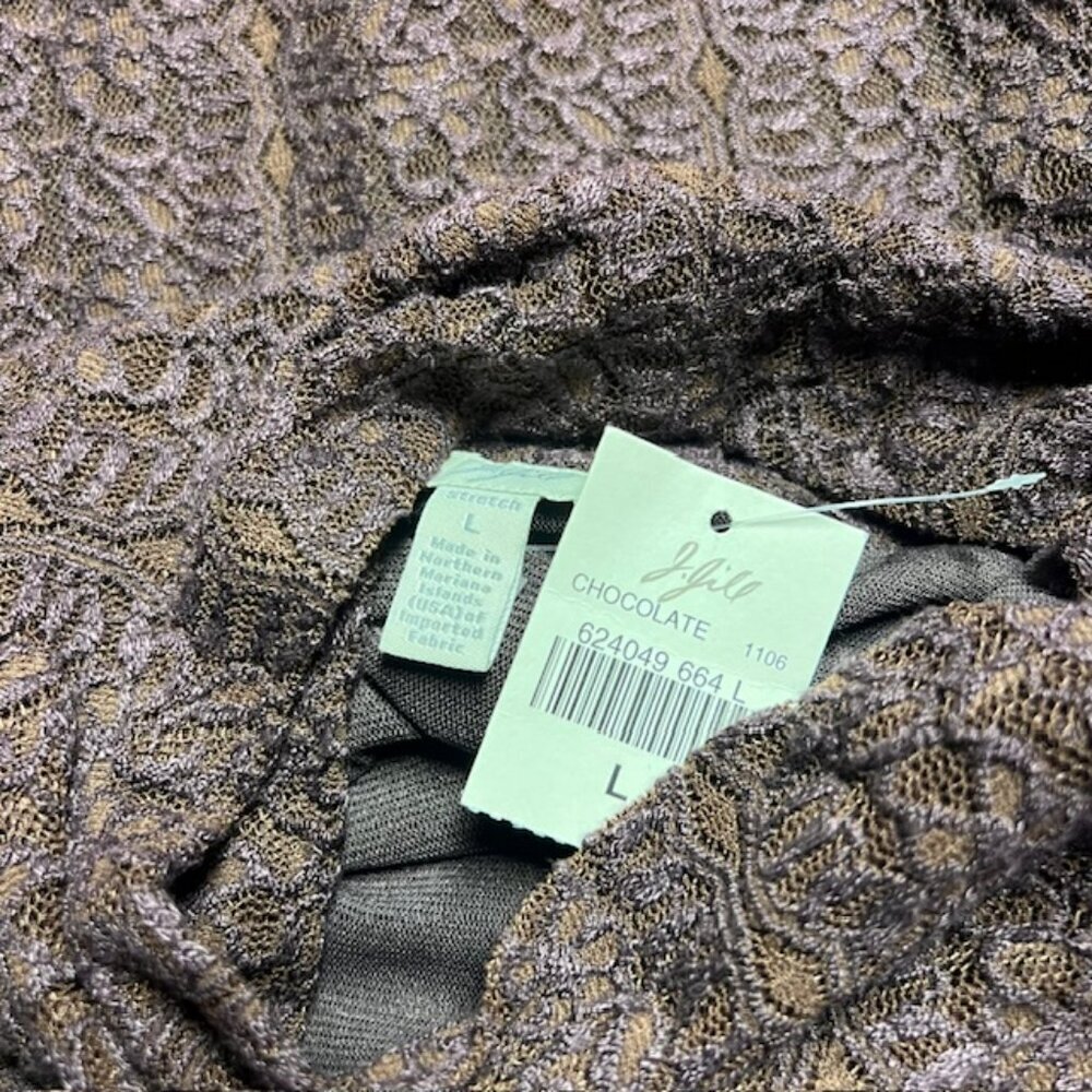 J. Jill NWT Brown Long Sleeve Draped Neck Blouse Size L - Picture 2 of 2